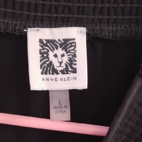 Anne Klein Black Blouse with Sheer Glitter Sleeves Size Large - Picture 2 of 5